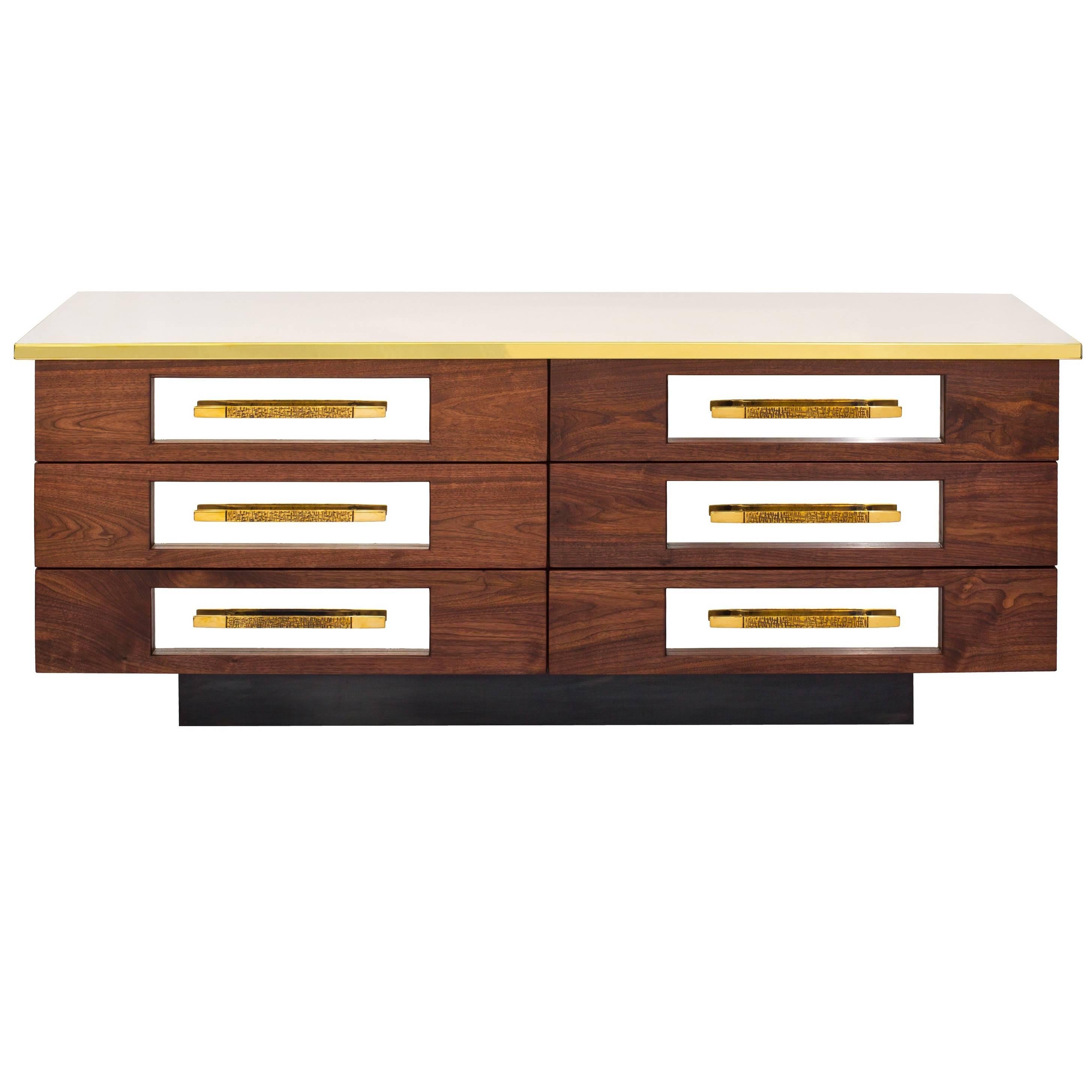 Hand-Crafted Walnut Brass, Stainless and Steel Sideboard by Bret Cavanaugh