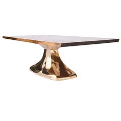 Nine Foot Hand-Sculpted Bronze and Walnut Dining Table by Bret Cavanaugh