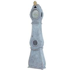 19th Century Swedish Blue Painted Longcase Mora Clock