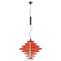 Orange and Chrome Rondelle Suspension Light Pendant by Rockwell Group for Leucos