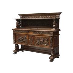Italian Renaissance Style Carved Walnut Side Cabinet, 19th Century 4
