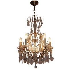 Wonderful French Crystal and gilt Brass Chandelier, France, circa 1960s