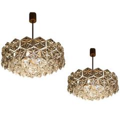 Pair of Large Kinkeldey Chandelier Royal Hexagonal Crystal and Gilt Brass, 1960s 5