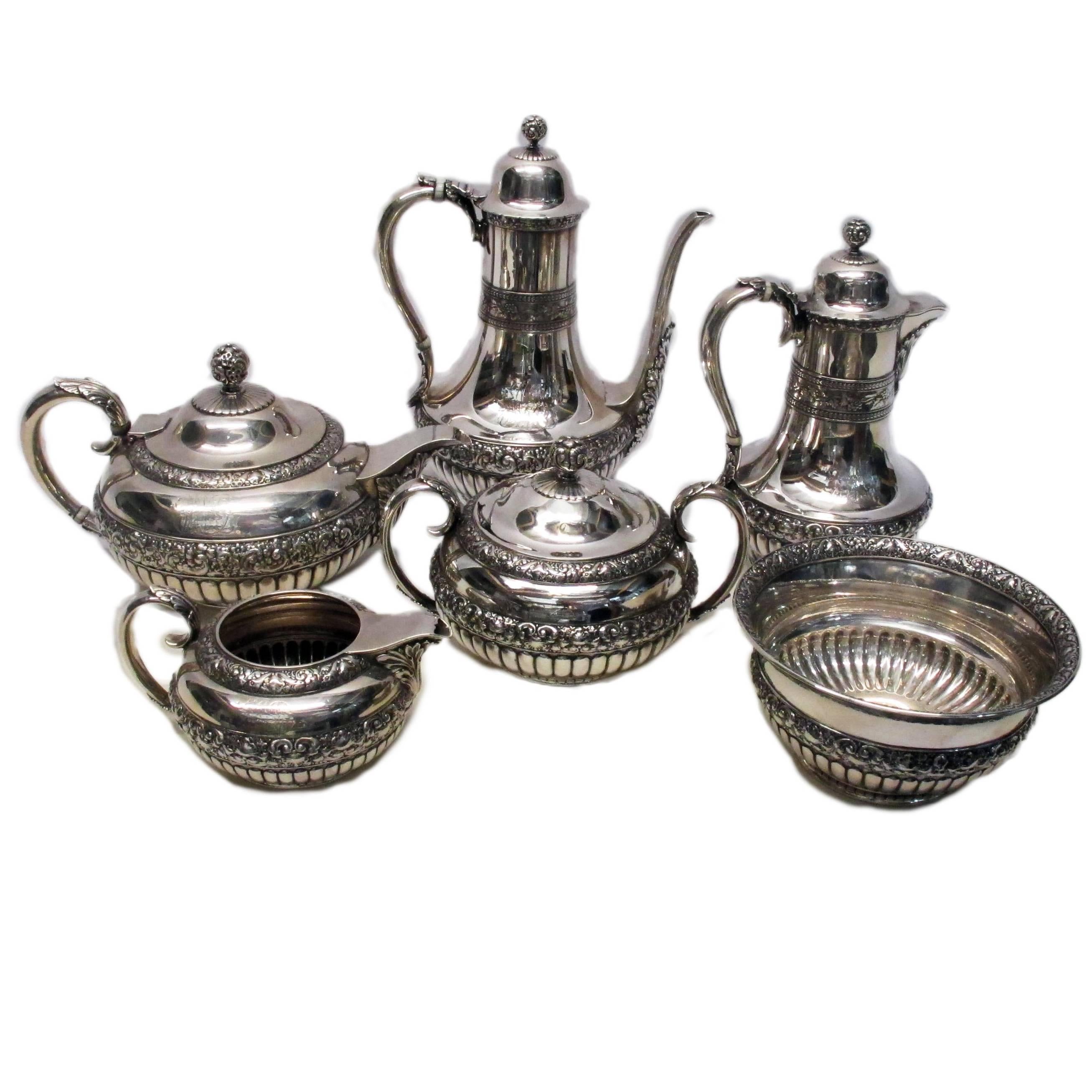 Tiffany & Co. Sterling Silver Six-Piece Tea and Coffee Service, circa 1870 For Sale