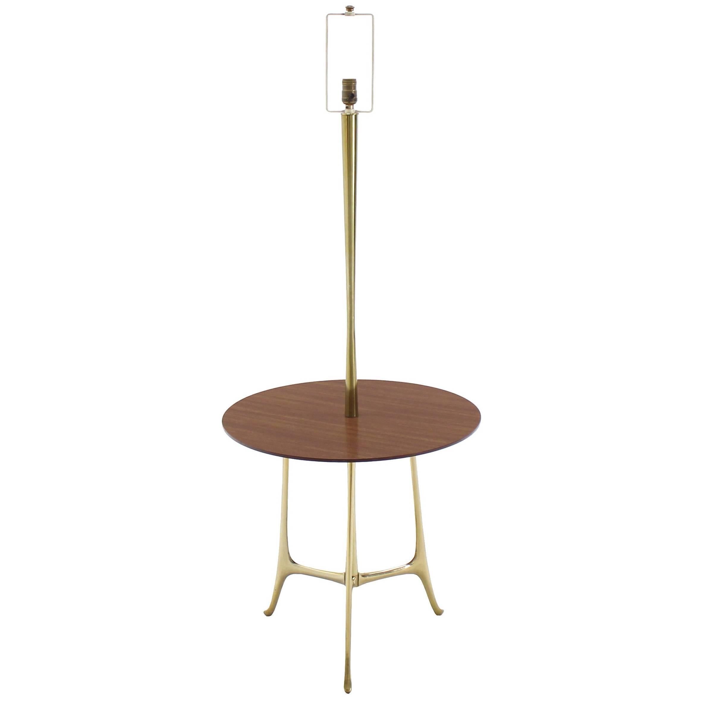 Mid Century Modern Sculptural Tri Leg Base Cast Metal Base Table Floor Lamp For Sale