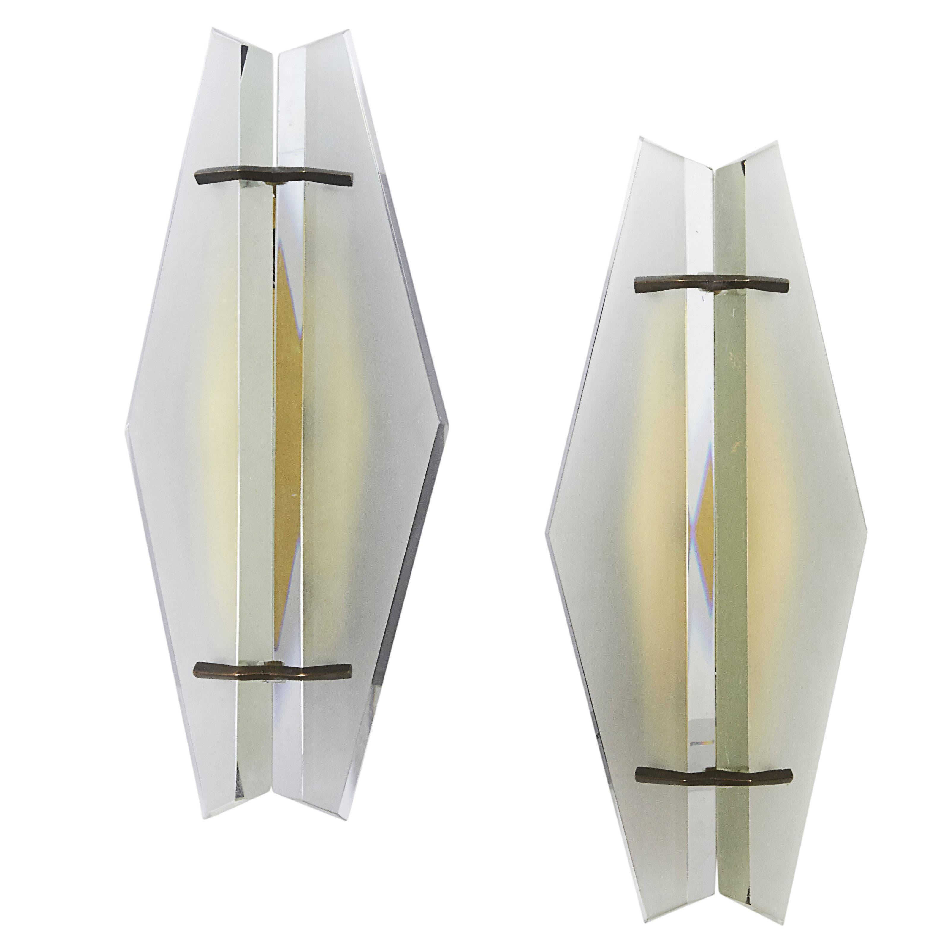 Pair of Italian Mid-Century Sconces Attributed to Max Ingrand for Fontana Arte