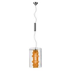 Orange & Chrome Halogen Silhouette Suspension Light by Rockwell Group for Leucos
