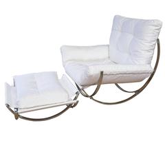 Used Italian Style Sculptural Lounge Chair and Ottoman, Designed by Leonard Bender