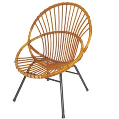 Mid Century Modern Vintage Rattan Chair Patio Rohe Noordwolde Netherlands, 1960s
