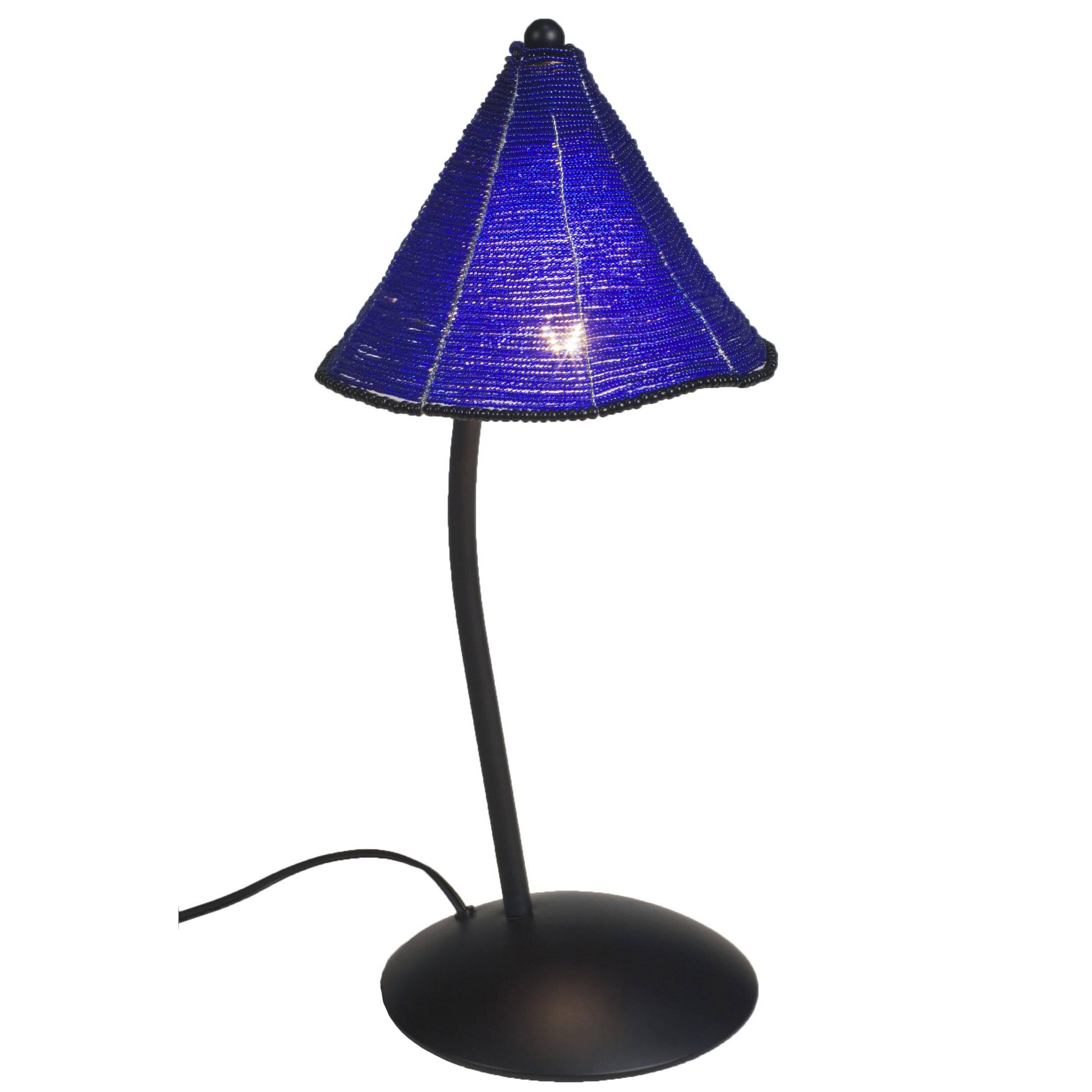 Black & Blue Glass Bead Shade Perlina Table Lamp by Pamio & Toso for Leucos For Sale
