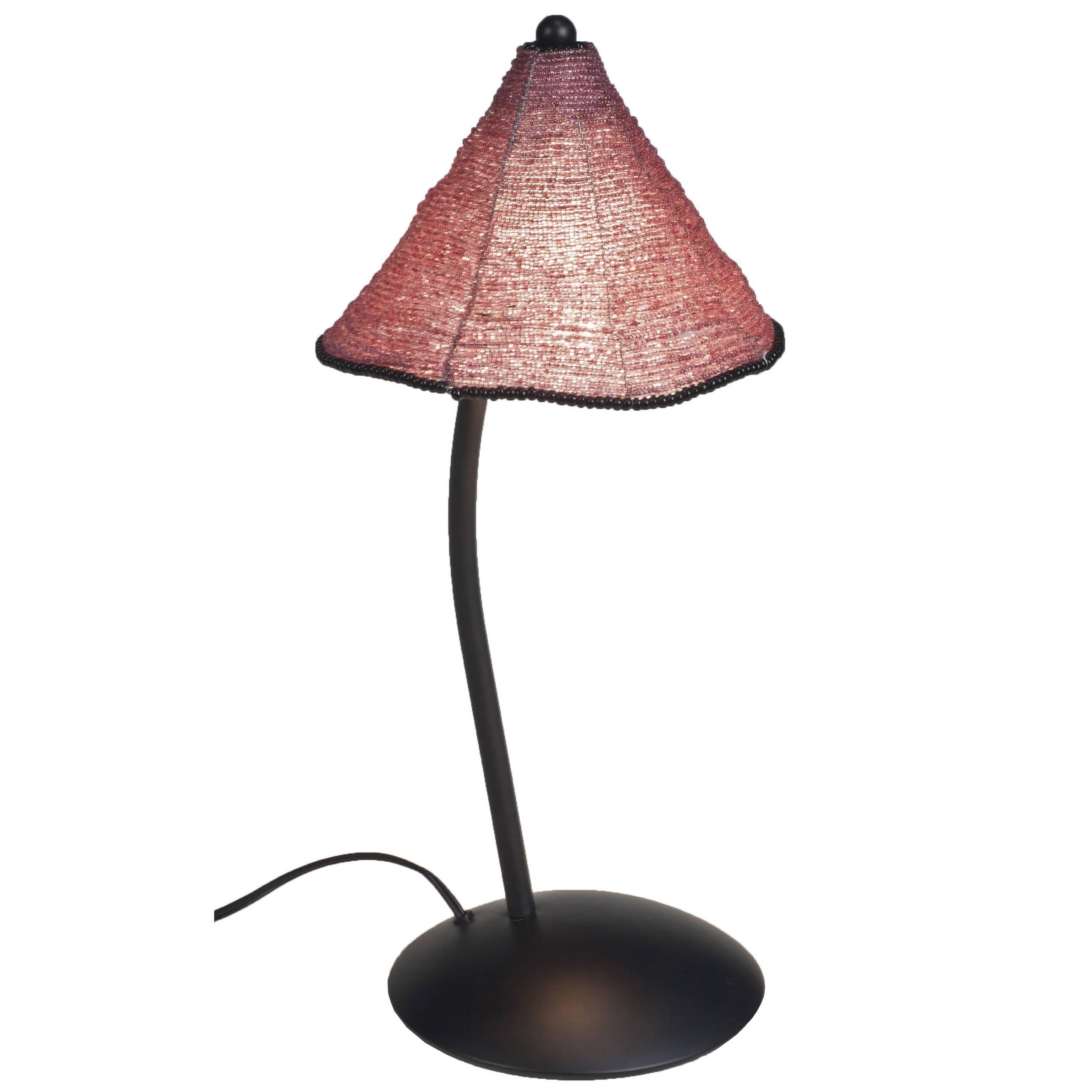 Black & Rose Pink Glass Bead Shade Perlina Table Lamp by Pamio & Toso for Leucos For Sale