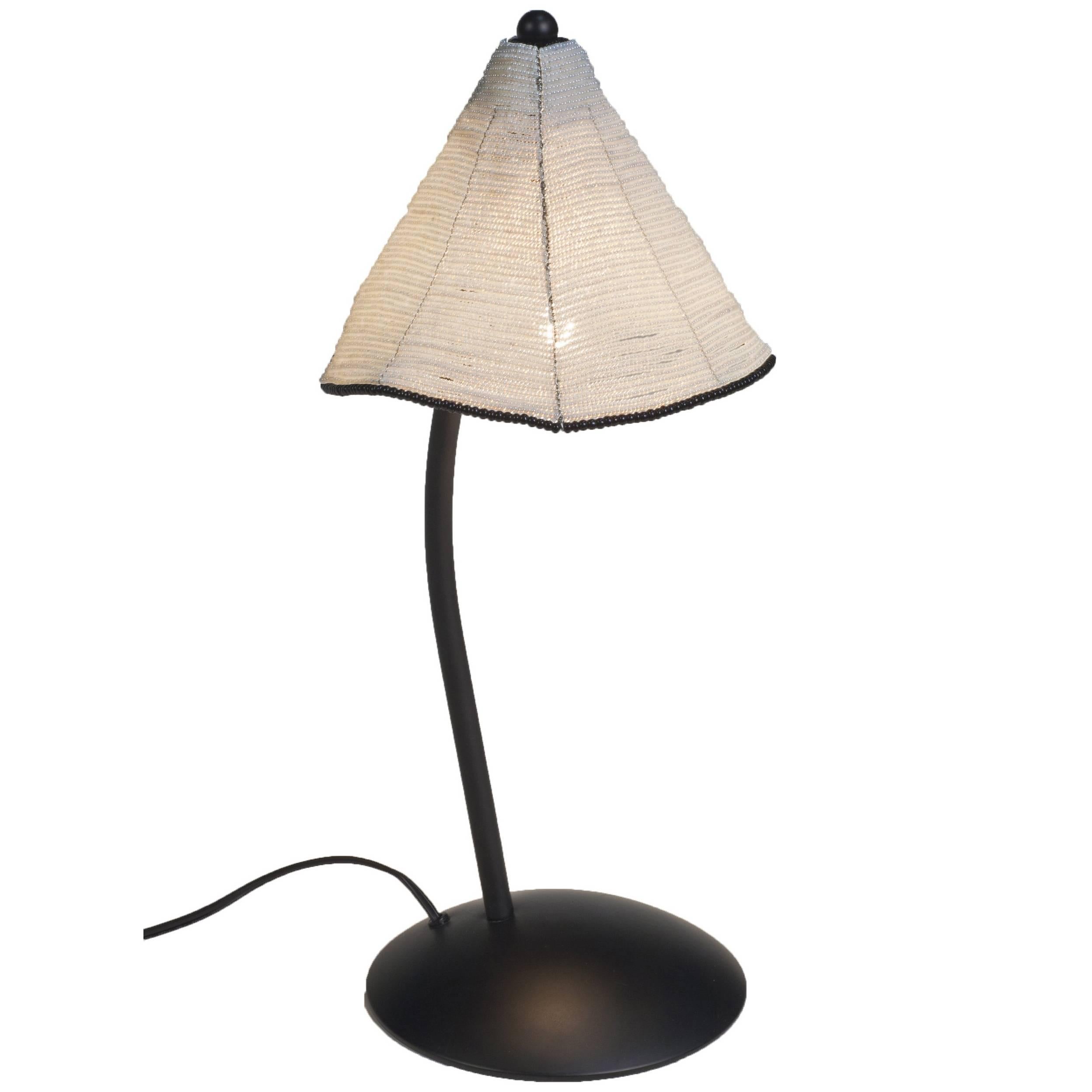 Black & White Glass Bead Shade Perlina Table Lamp by Pamio & Toso for Leucos For Sale