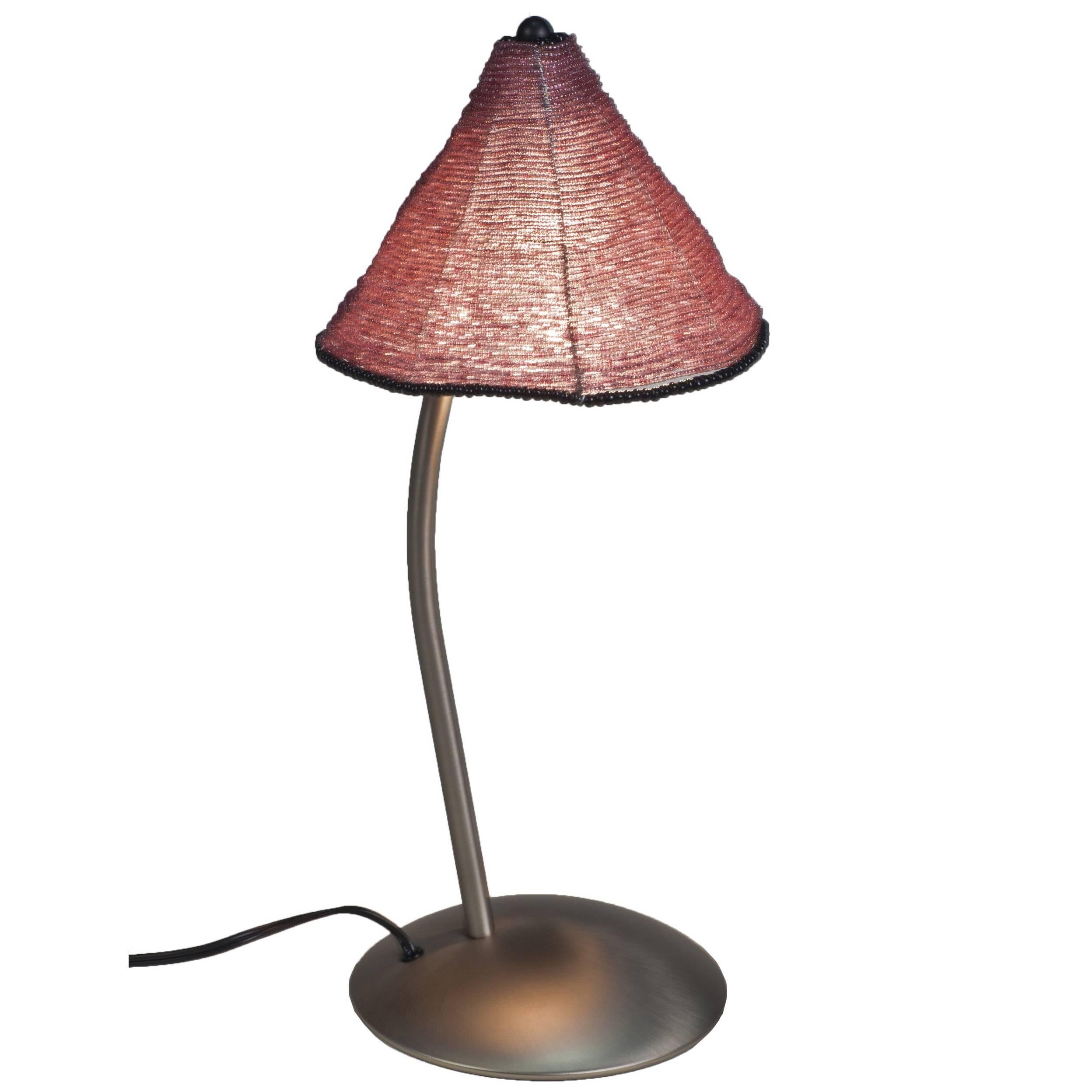 Nickel & Rose Glass Bead Shade Perlina Table Lamp by Pamio & Toso for Leucos For Sale