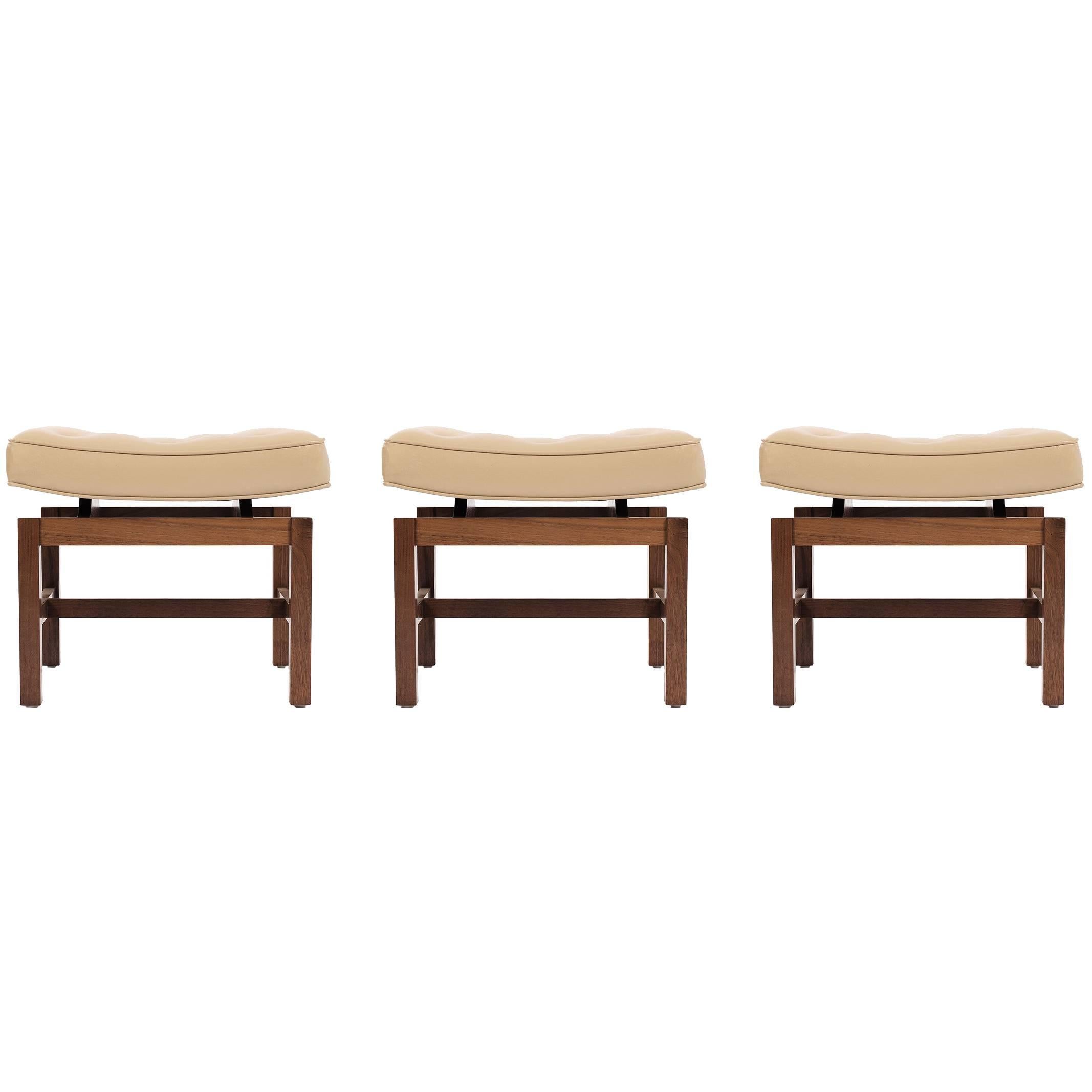 Set of Jens Risom Curved Top Stools