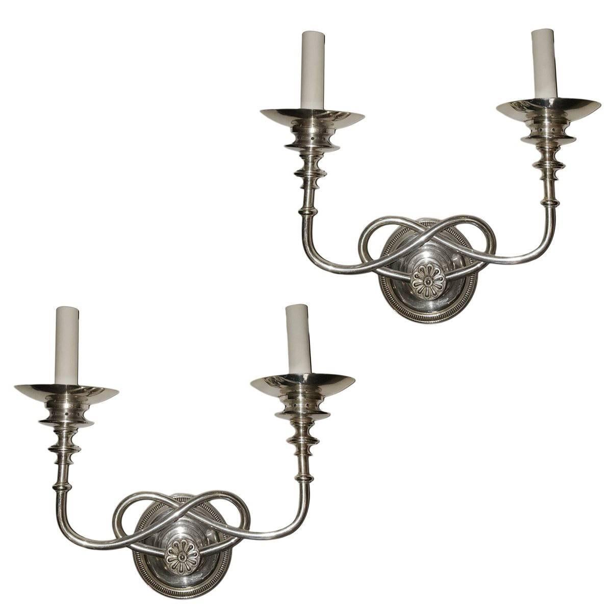 Silver Plated Double Light Sconces