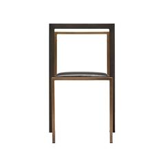 Black Leather and Blackened Steel Dining Chair 7
