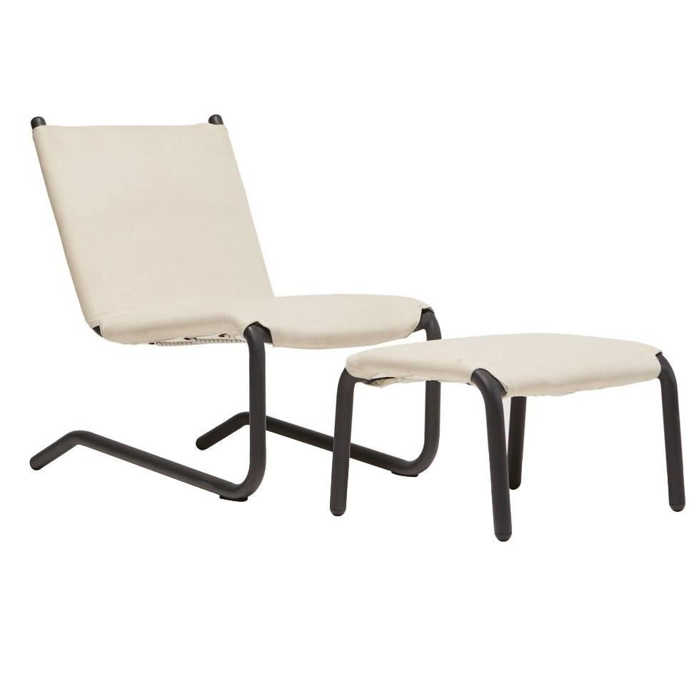 Bowline Chair and Ottoman in Cream Canvas - In Stock