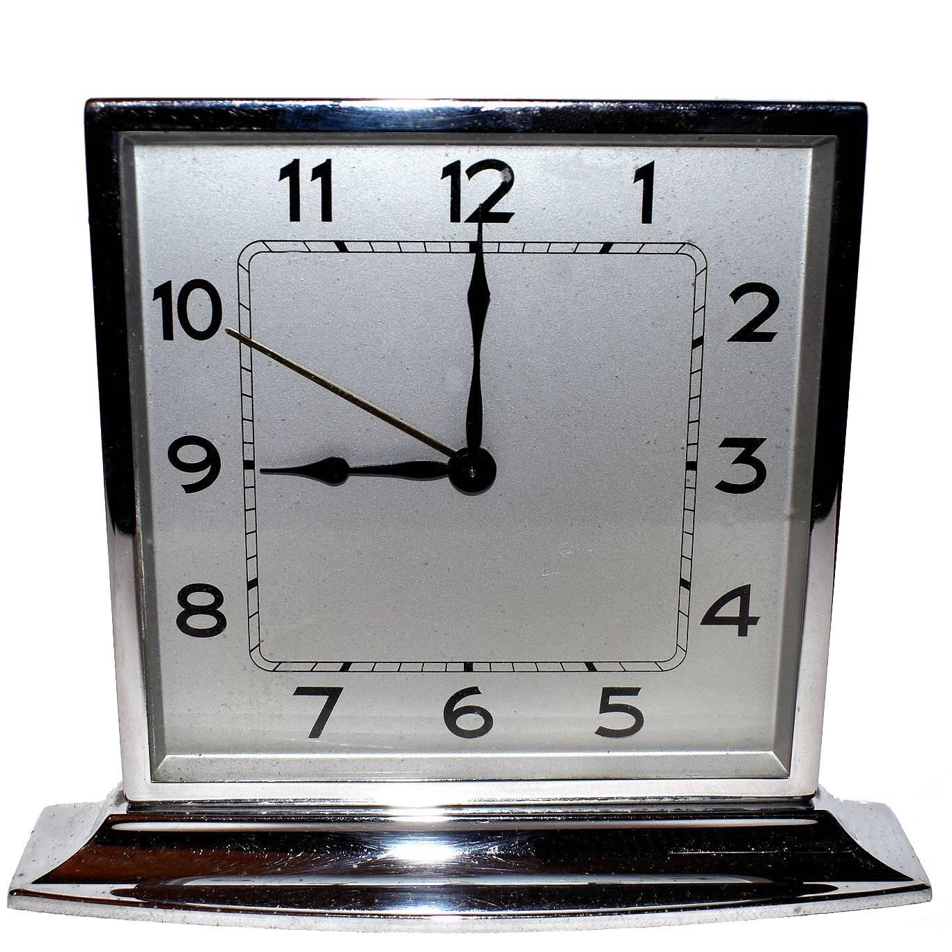 1930s Art Deco Chrome Clock
