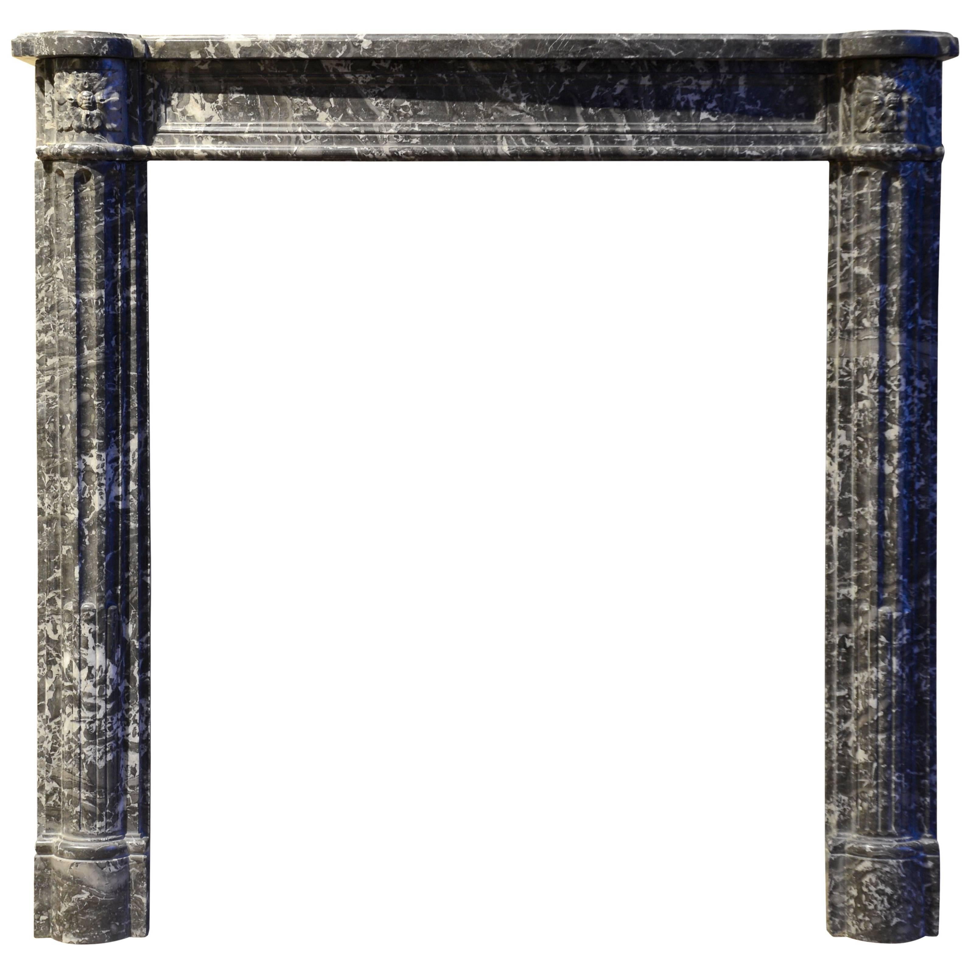 Louis XVI Style Grey Sainte Anne Marble Fireplace, 19th Century For Sale