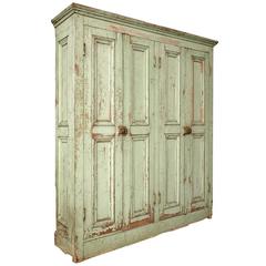 Antique Original Paint Four-Door Raised Panel Cupboard