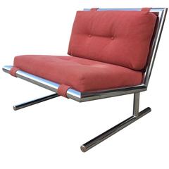 Arthur Umanoff Mid-Century Modern Chrome Cantilevered Sled Chair