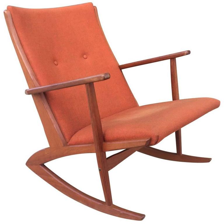 MidCentury Modern Danish Teak Rocking Chair by Soren Jensen at