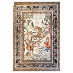 Antique 19th Century Lavar Rug Depicting Bahram Gur