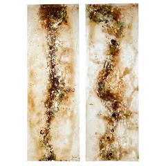 Pair of Large French 1950s Acrylic Abstract Panels