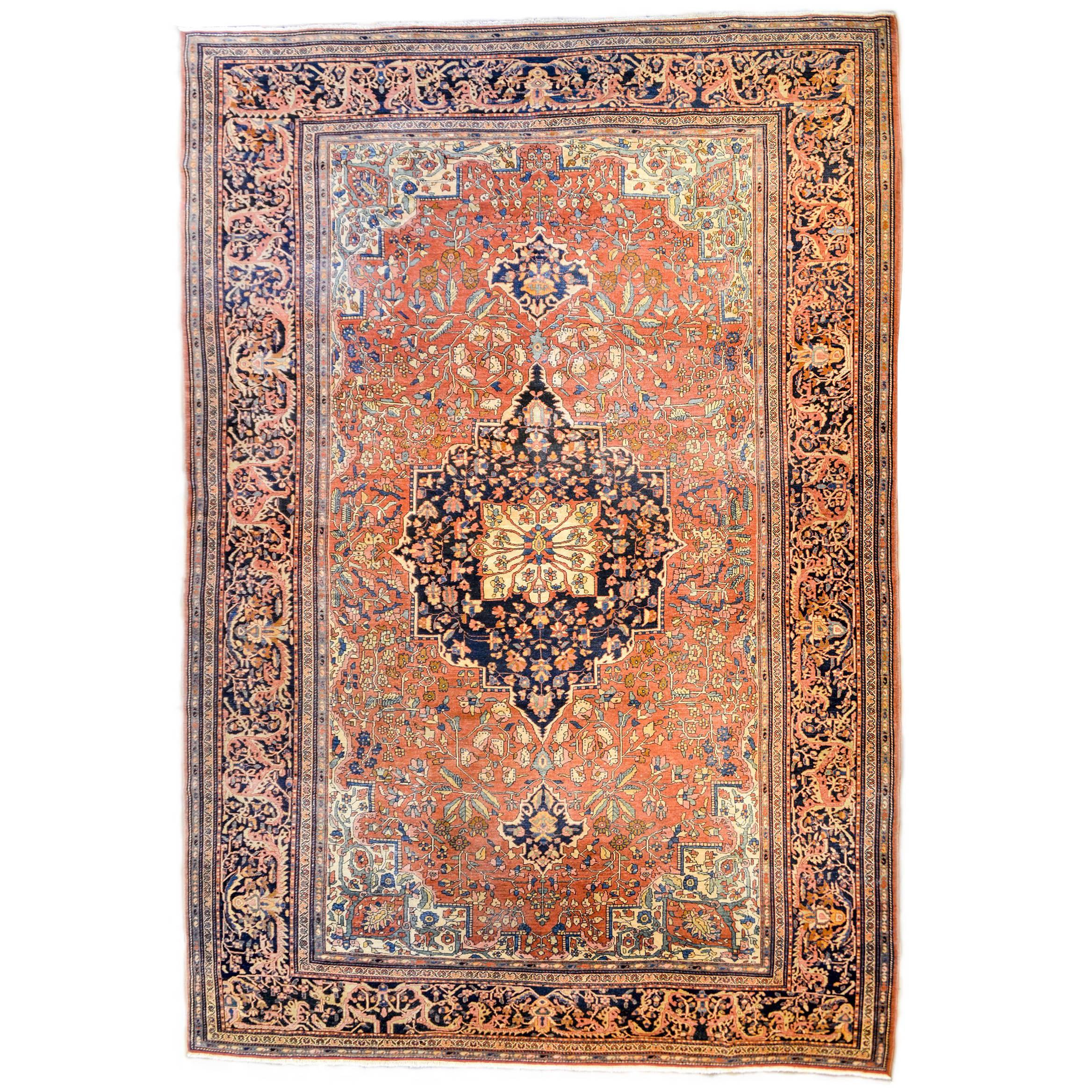 Extraordinaire tapis Sarouk Farahan du 19ème siècle