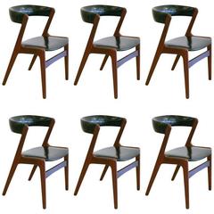 Set of Six Vintage Danish Teak Dining Chairs by Kai Kristiansen