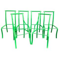 Mid-Century Modern Set of Six Greeny Dining Chairs 10