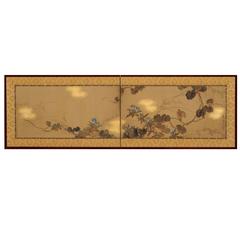 Sakai Hoitsu, Autumn flowers Japanese screen painting 3
