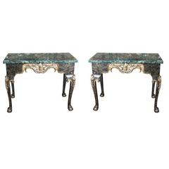 Pair of Georgian Style Marble-Top Console Tables