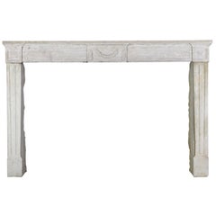 Antique 18th Century French Country Limestone Fireplace Surround