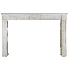 18th Century French Country Limestone Fireplace Surround