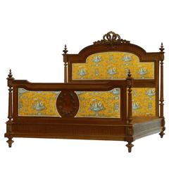 French Bed and Base UK King Size US Queen 19th Century Louis Can Change Covers