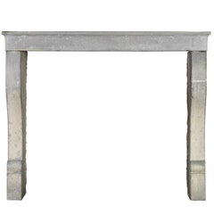 19th Century Original French Country Grey Hard Stone Antique Fireplace Mantle