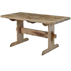 Early 19th Century Pine Trestle Dining Table
