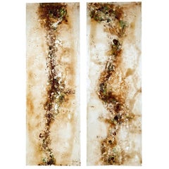Vintage Pair of Large French 1950s Acrylic Abstract Panels