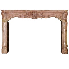 18th Century Burgundy Hardstone Antique Fireplace Mantel