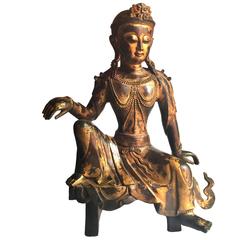 Large Gilt Bronze Tibetan Buddha Statue