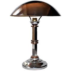 1930s Art Deco Mushroom Chrome and Copper Table or Desk Lamp