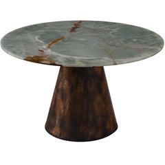 Table en onyx et cuivre dans le style d'Angelo Mangiarotti