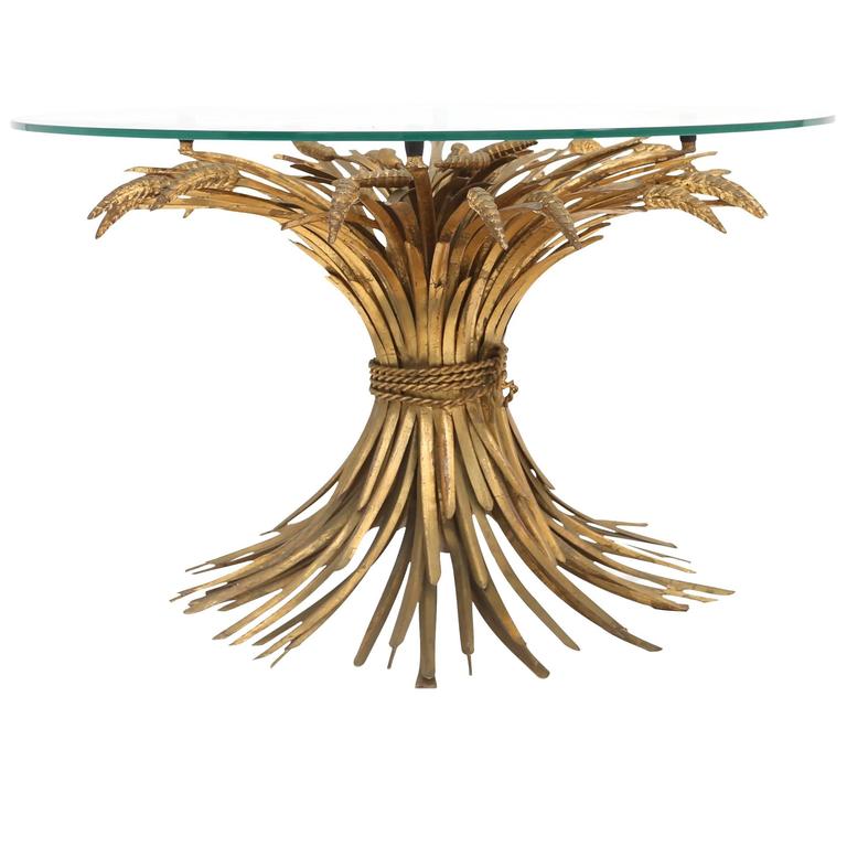 Coco Chanel Style Sheaf of Wheat Gilt Metal Coffee Table at 1stDibs