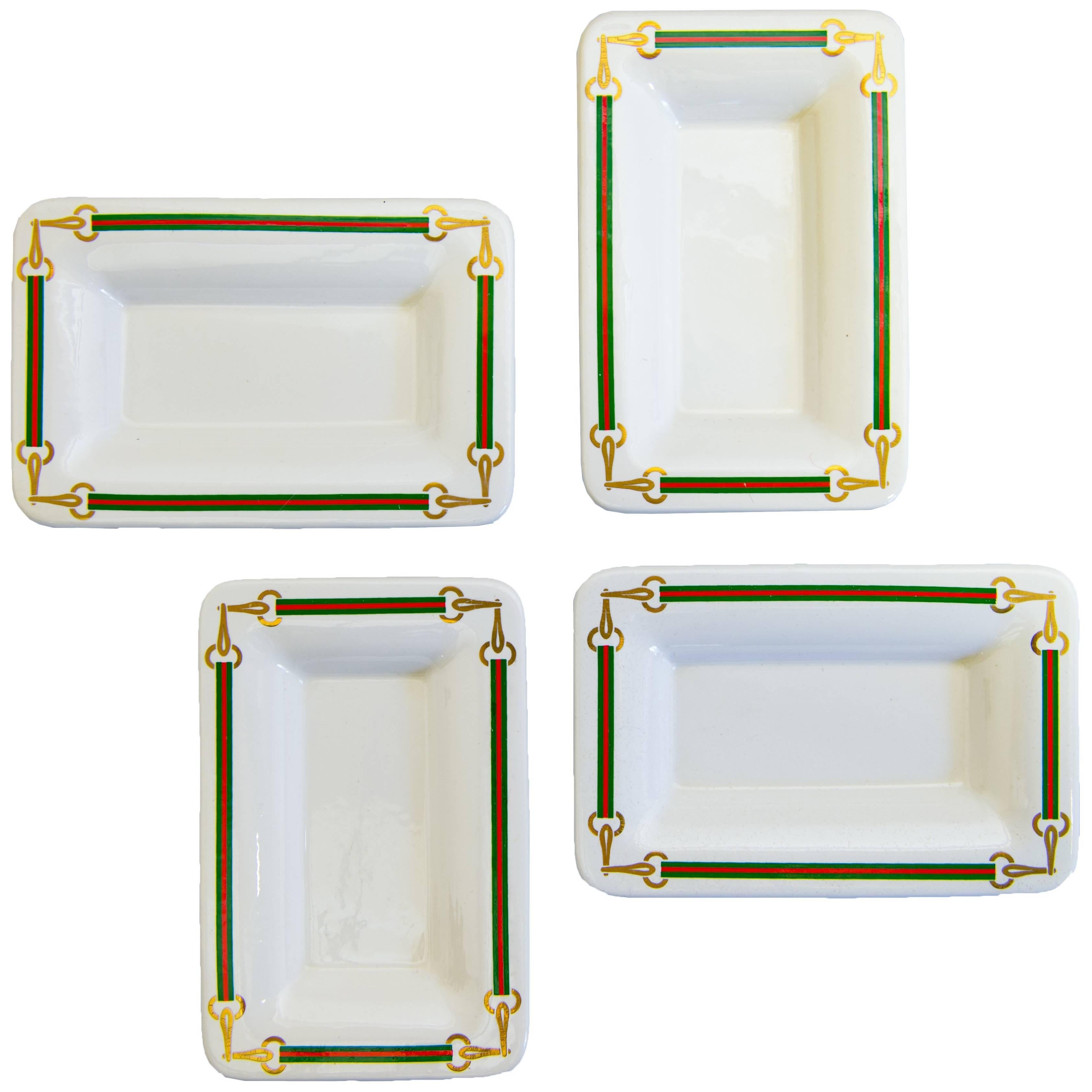 Set of Four Identical Ashtrays by Gucci in Porcelain, Italy