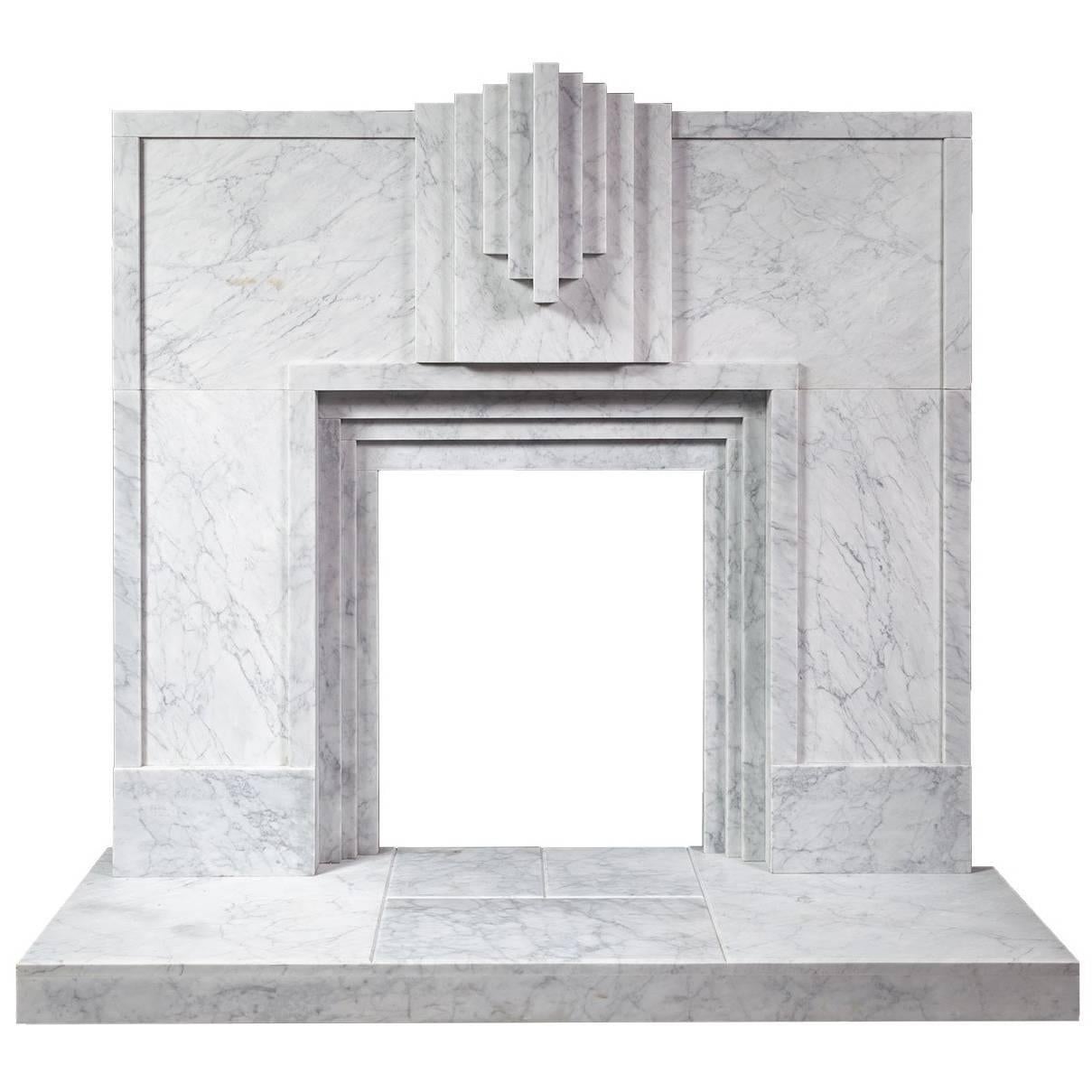 Art Deco Style Carrara Marble Fireplace