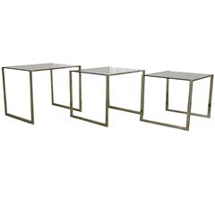 Vintage Chrome Nesting Tables Set of Three, 1970s