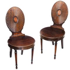 Fine Pair of George III Mahogany Hall Chairs, in the Manner of Mayhew and Ince 4