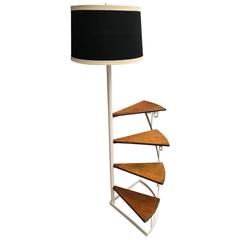 Retro American Spiral Library Steps and Floor Lamp