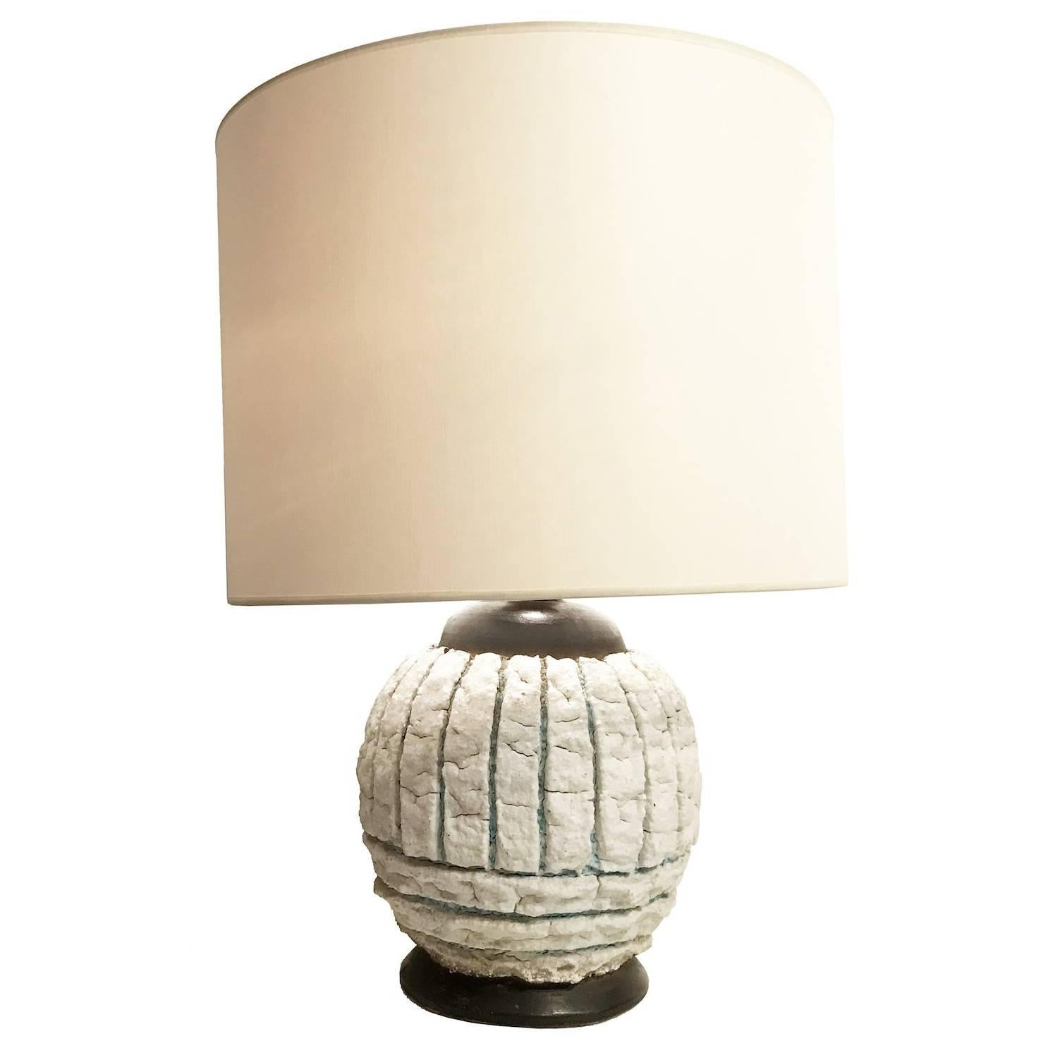 Mid-Century, French Hand Thrown Pottery Table Lamp, circa 1960 For Sale
